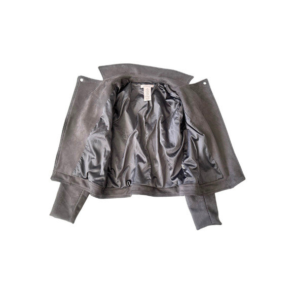 Philosophy Republic Clothing Jacket Moto Faux Suede Charcoal Grey Women’s Size L - Picture 5 of 7